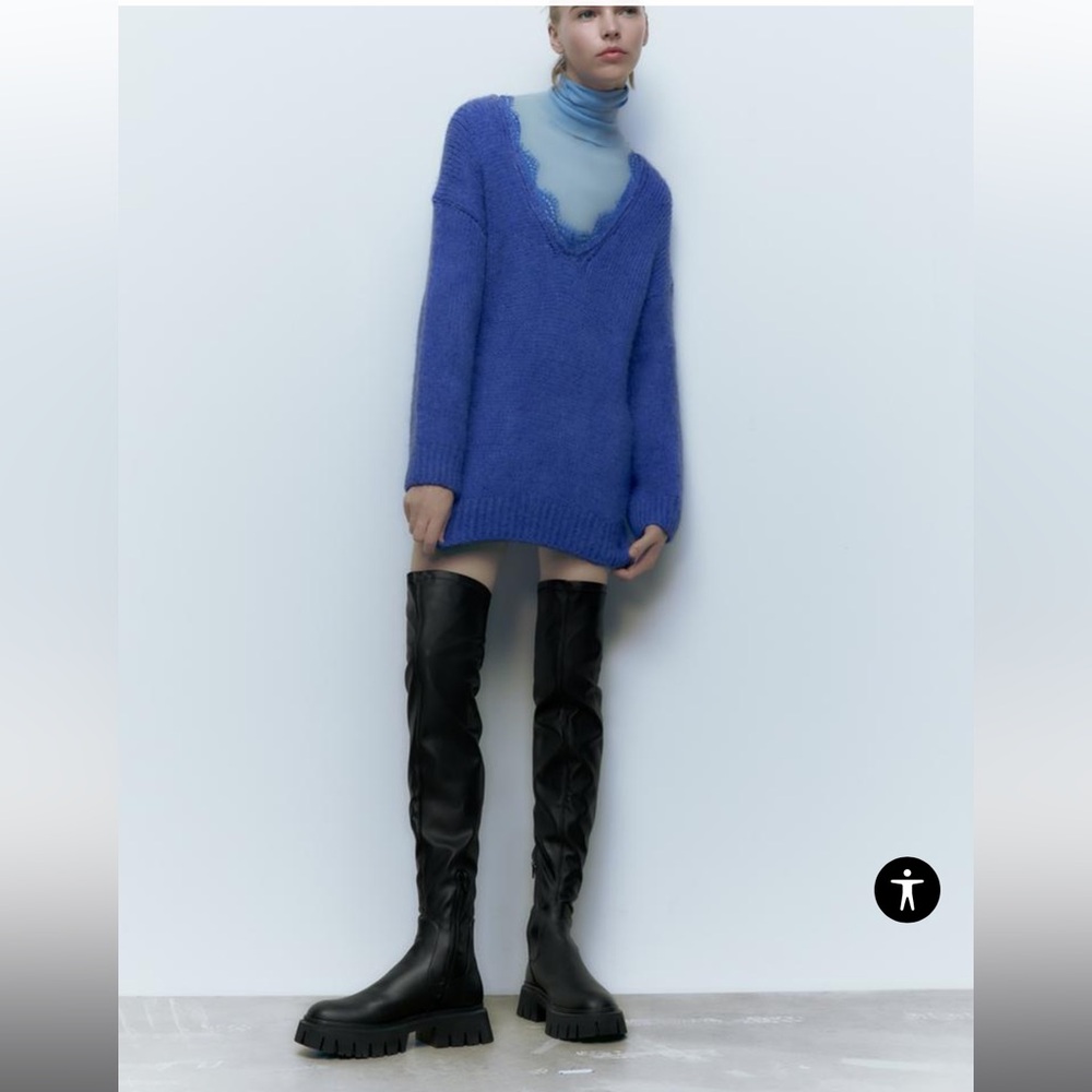 Zara Over the Knee tall lug sole boot - Picture 2 of 10